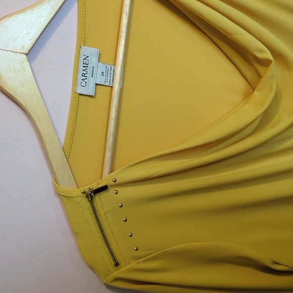 5 FOR $25 Yellow Drape Cowl Neck Office Business Cute Comfy Casual Spring Blouse - Picture 6 of 7